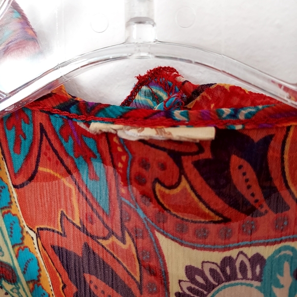 Daytrip Vibrant Paisley semi sheer top Boho Festival Fairycore 70's Vibe - Picture 9 of 10